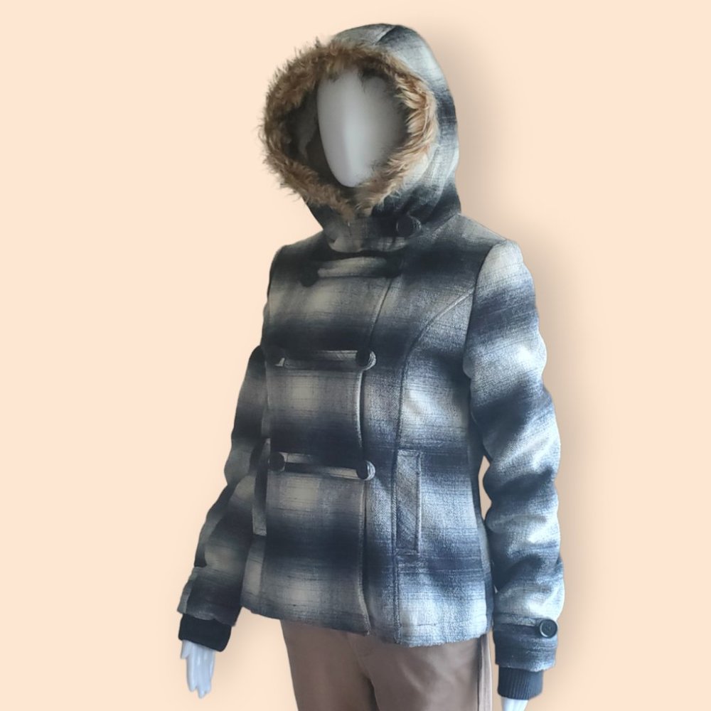 DOLLHOUSE Plaid Jacket / Coat – Black & White (Juniors Medium) - Picture 3 of 12